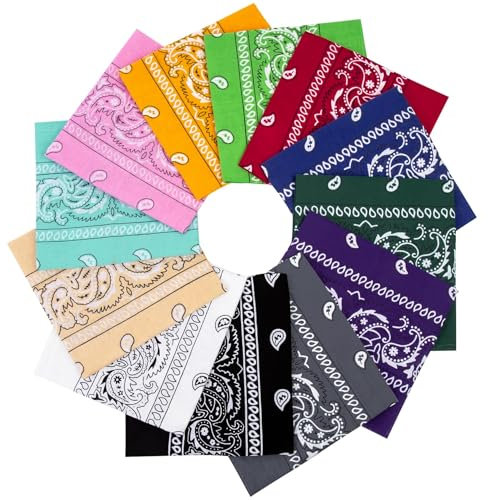 Chalier Cmfort Bandana Multifunktionstuch Bandana Paisley Armschal Kopftuch Design in Trendfarben,12 Pack,für Damen und Herren