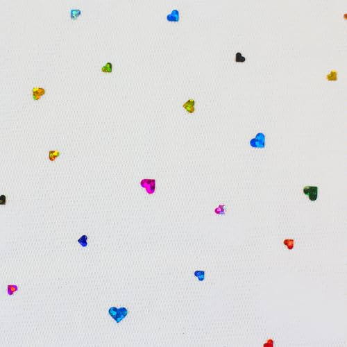 MAGAM-Stoffe Tüllstoff für Bekleidung Deko Soft Tüll Meterware (Herzen weiß)
