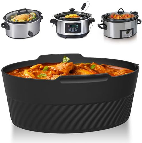 Silicone Slow Cooker Liners fit Crock Pot 6 QT,Maywe Tanso Crock Pot Liners For 6 Quart Oval or Round Slow Cookers,Reusable & Leakproof Silicone Slow Cooker Liner For Crockpot,Dishwasher Safe BPA Free