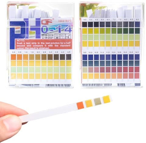 100 Stück PH Teststreifen - Vierfarbiges Säure Basen Lackmuspapier, Messbereich PH 0-14 für Wasser, Aquarien, Laboratorien und zu Hause