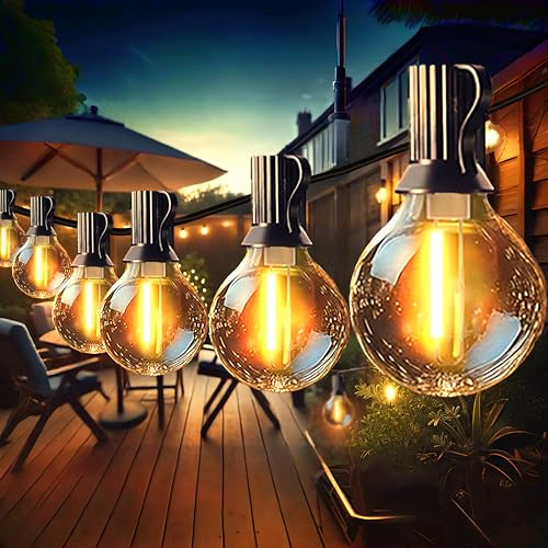taiyongkang Lichterkette Außen Strom Outdoor 10M AnschließBar 12+1 Glühbirnen Lichterkette Outdoor Strom Ip44 Garten Lichterkette Kunststoffe Garten Balkon Beleuchtung
