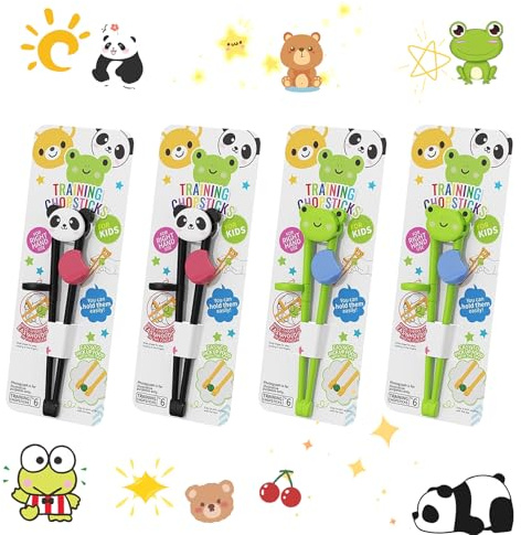 virkwuy 4 piezas palillos chinos para niños, Ayudante De Palillos Para Niños, Palillos de Entrenamiento para Niños, Adecuado para niños, bebés y principiantes, diseño a prueba caídas