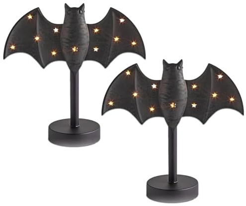 Wzxksoac LED Light Equipped Halloween Black Bat Candlestick Holders, Desktop Decoration Bat Candlestick Candle