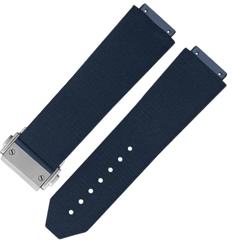 HiCycle2 Uhrenarmband Ersatz für Hublot Big Bang Luna Rossa RUBBER BAND STRAP Uhrenarmband 25 * 19MM (Blau & Silber)