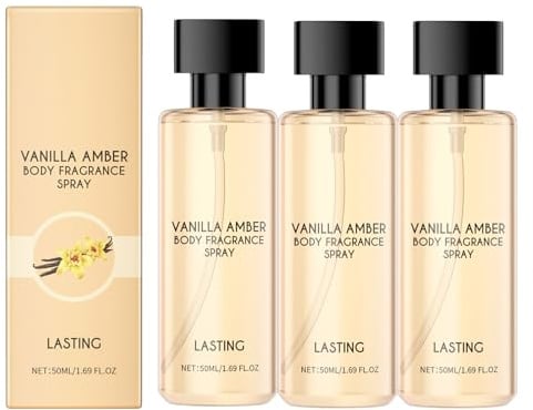 50ML Vanilla Amber Perfume, Vanille & Amber Für Haar und Körperduftnebel Fragrance Mist Damen, Damendüfte die Haut, Lang Anhaltender Duftspray, Für Dating-Reisen (3)