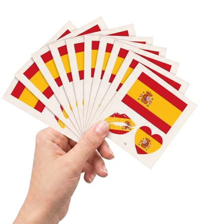 HAPZUR Tatuajes Temporales España Mundial 10 Hojas. Impermeables, Resistentes al Sudor y Extraíbles. Para Rostro y Cuerpo. Apoya a la Selección Española.