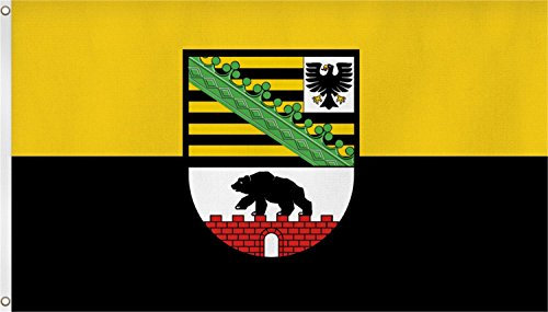 normani Bundesland Fahne, Grösse: ca. 90x150 cm, Ordentliche Qualität - Keine hauchdünne Ware - Stoffgewicht ca. 90 gr/m2, Reissfest, für Aussenbereich geeignet Farbe Sachsen-Anhalt