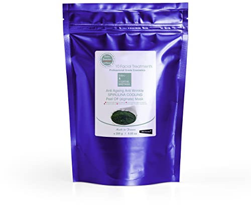 Maschera per il viso Peel-Off Anti-Ageing con Spirulina e Alginati. Effetto lifting e antirughe. Trattamento viso rinfrescante, idratante e rassodante - 200 g
