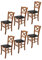 Tommychairs - Set 6 chaises CROSS pour cuisine, bar et salle à manger, robuste structure en bois de hêtre peindré en couleur noyer clair et assise rembourrée et revêtue en cuir artificiel couleur noir