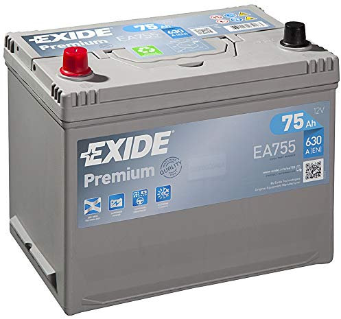 12V 75Ah 630A Exide Premium EA755 TYPE 069/072 / 031 Car Van SUV 4X4 Battery - 4 Years Warranty