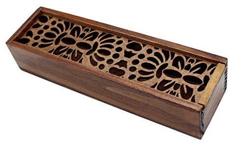 Abcsea 1 Stück Retro Eleganter Holz Federmäppchen, Stifthalter Aus Holz, Stiftetui, Holzschachtel, Holz-Etui - Schmetterling