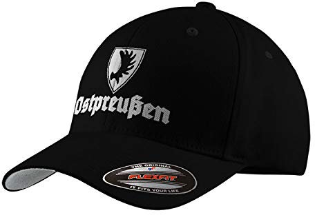 Copytec Flexfit Ostpreußen Heimat Wappen Deutschland Ost Preußen Königsberg Kappe#35102, Farbe:Schwarz, Flexfit Kappe:S/M