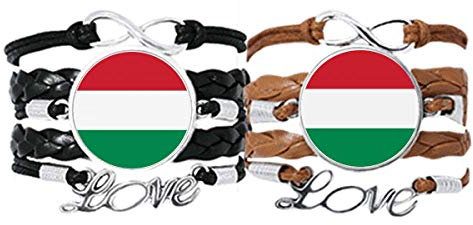 DIYthinker Ungarn Nationalflagge Europa Land Armband Handschlaufe Leder Seil Armband Doppelset Geschenk