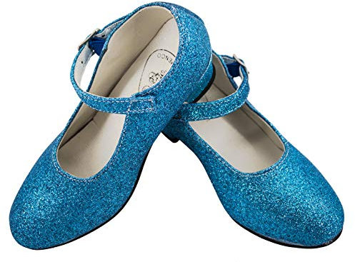 Gojoy shop- Zapato con Tacón de Danza Baile Flamenco o Sevillanas para Niña y Mujer,Contiene : Zapato con Tacón y Mochila de Cuerdas. 13 Colores Disponibles (P- Azul Clara, 26)