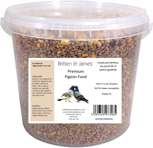 Britten & James Premium Traditional Corn Mix Pigeon Food 5L Tub (4.5kg) | A Nutritious and High Protein Mix