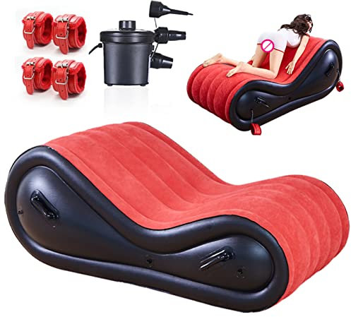 BDSMAGE Sex Bett Aufblasbare Kissen Stuhl Sofa, Mehrzweck Aufblasbares Sex Lendenkissen, Bondage Sexmöbel Mit Handschellen Fußfesseln, Erotik Sm Sex-Spielzeug Für Paare (D)