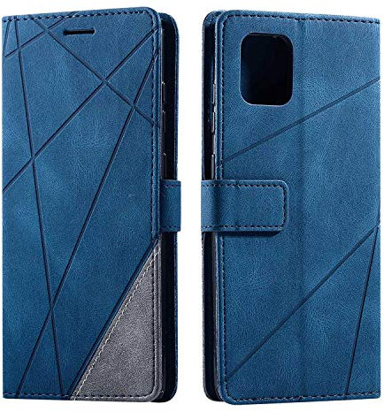 SONWO Hülle für Samsung Galaxy Note 10 Lite, Premium Leder PU Handyhülle Flip Case Wallet Silikon Bumper Schutzhülle Klapphülle für Galaxy Note 10 Lite, Blau