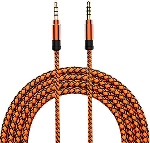 BLACK STORK Jack 3.5mm Audio Cable Nylon Braid 3.5mm Car AUX Cable 1.5M (Orange)