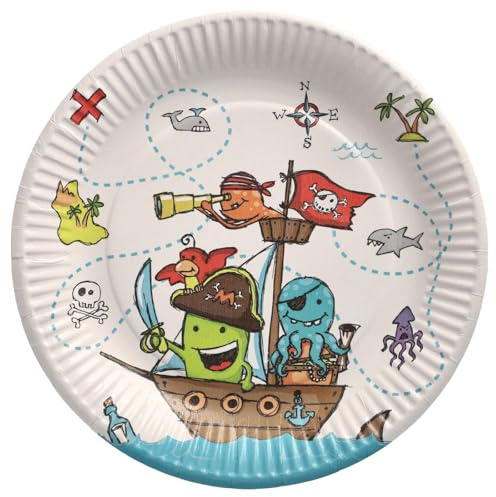 PAPSTAR Teller, Pappe rund Ø 23 cm Pirate Crew 88581 Pappteller Einwegteller Piratencrew, 10 Stück