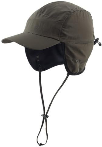 Home Prefer Cappelli Invernali Impermeabili da Uomo con Visiera in Caldo Pile Foderato Berretto da Baseball paraorecchie Cappello da Cacciatore per Uomo, Verde Militare, Taglia Unica