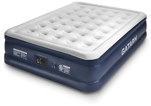 Gatarn King Inflatable Mattress, Air Bed with a Built-in Electric Pump, Self-Inflation/Deflation Blow Up Airbed for Guest, Camping & Home Use 203x152x46cm