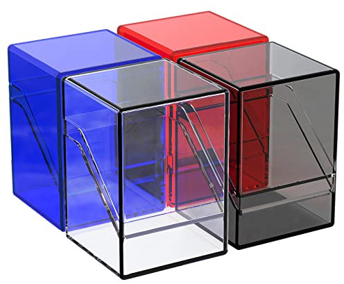 KKU 4 Stück Kartendeck-Hüllen, Sammelkarten-Aufbewahrungsboxen, Acryl-Kartenhalter, Deck-Aufbewahrungsbox für mehr als 400 Kartenhüllen für Sportkarten, MTG und YuGiOh (4 Farben)
