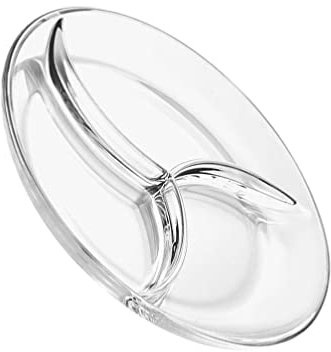 Glas-Teller mit geteiltem Fach: 3 Abschnitte, Glas, unterteilt, Speiseteller, gesunde Portionskontrolle, Mahlzeitenplanung, Dessertteller für Frühstück, Portionskontrollplatte