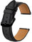 BISONSTRAP Uhrenarmbänder mit Schnellverschluss,Textur Leder Uhrenarmband für Herren und Damen,18mm,Schwarz,Schwarze Schnalle