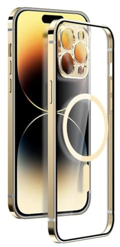 MarieLou Berlin Antigelb Edelstahlrahmen Metall Optik Hülle | iPhone 12 Pro | Kompatibel mit Apple MagSafe Zubehör | Hard Case (Gold)