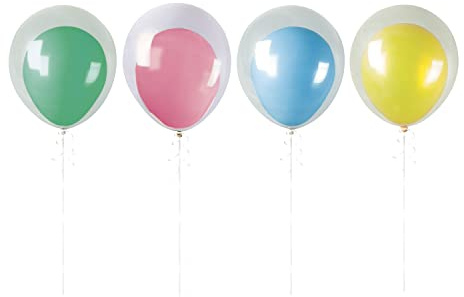 Unique 26420 - Assorted Neon Colours Latex and Clear Layered Balloon Kit - 1 Count (Pack of 1)
