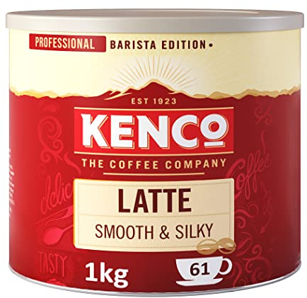 Kenco Latte Instant Coffee 1kg - Tin 1kg (Pack of 6) | Resealable tin, 61 servings per tin, Moderately sweet latte flavour, Caffeinated powder blend