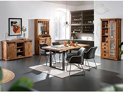 Lomadox Esszimmer Komplett Set in Mangoholz Natur massiv