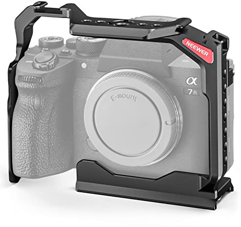 NEEWER A7 IV käfig Voller Kamera Cage Kompatibel mit Sony Alpha 7R IV/a7 IV/a7S III/a1, Aluminiumlegierung mit Zugriff/Arca Type QR Basis Schnellwechsel, kompatibel mit DJI RS Stabilisatoren, CA004