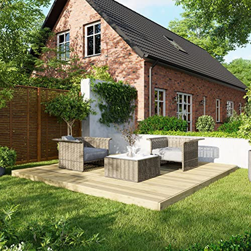 Powersheds High Grade Premium Wooden Decking Kit made from Timber Wood with No Hand Rails, Easy Installation, Weather Resistance and Anti-Rot Protection