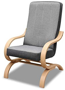 bonni Girona Sessel aus Massivholz. Fernsehsessel Lehnstühl Polstersessel Relaxsessel Bequemer Loungesessel auf holzbeinen (Grau)