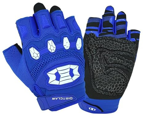 Seibertron Dirtclaw Unisex BMX MX ATV MTB Road Racing Mountainbike Fahrradhandschuhe Radsporthandschuhe Dirt Bike Gel Padded rutschfeste Halbfinger Motorrad Sports Jugend/Kinder Blau L