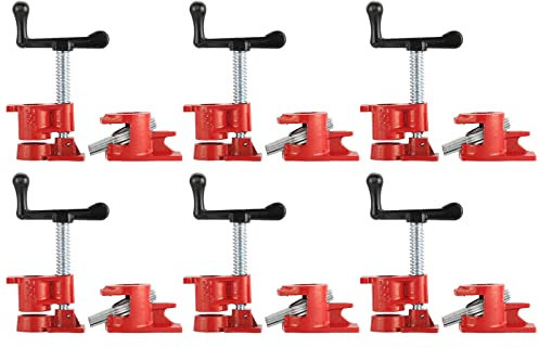 Acymner Holzleimrohrschellen-Set | 1,9 cm (3/4 Zoll) robuste Holzbearbeitung Gusseisen Rohrschellen Schnellspanner Rohrschellen Holzklemmen (6 Stück, 1,9 cm)