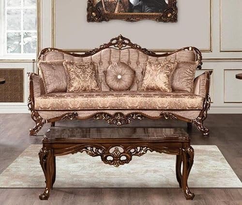 JV Möbel Sofa 3 Sitz Klassischer 3er Stoff Dreisitzer Sofas Couch Wohnzimmer Barock Stil