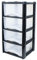 Neat 4-in-1 Space-Saving Office & Home Plastic Storage Drawers - Durable Black/Clear Drawers - H80cm x L39cm x W39cm