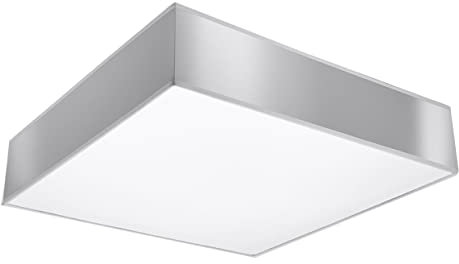 Licht-Erlebnisse Deckenleuchte Grau quadratisch 55 cm breit flach blendarm für 4x E27 Deckenlampe Wohnzimmer Schlafzimmer Flur