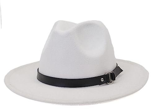 Fedora Trilby Filzhut Hut Lässiger Jazzhut Mode Zylinder Herbst Und Winter Männer Und Frauen Große Krempe Hut 58Cm Weiß