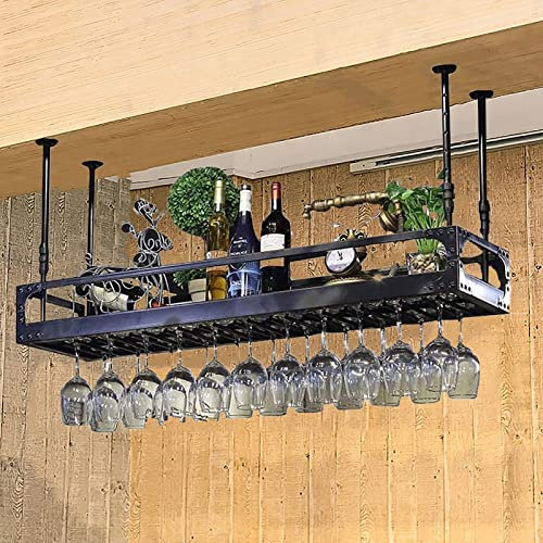 Calici Porta Vino Rustico Calici, Altezza E Spaziatura Regolabili, Portabottiglie in Ferro Battuto A Soffitto, Scaffale Decorativo per Ristoranti Bar (Dimensioni : 60cm)