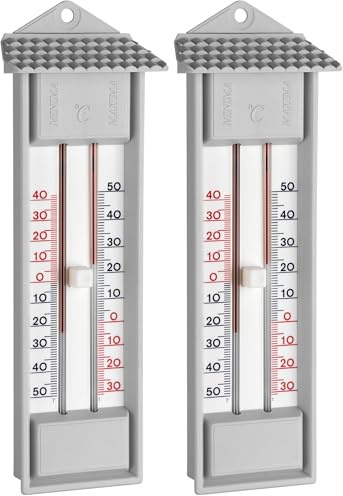 TFA Dostmann Analoges Maxima-Minima-Thermometer, 10.3014.14, wetterfest, für den Innen- oder Außenbereich, Temperatur, 23,2 cm hoch (Packung mit 2)