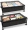 JEPEErbz Under Bed Storage 2 Packs, Drawers With Wheels and Lid for Clothes, Shoes, Blankets, Toys (Black)