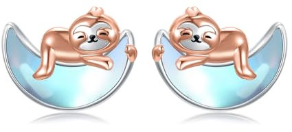 Faultier Mondstein Ohrringe 925 Sterling Silber Mondstein Faultier Ohrstecker Faultier Schmuck Geschenke für Frauen