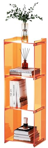 Acrylicolor Acryl Bücherregal mit 3 Würfeln, Standregal Aufbewahrungssystem für Schlafzimmer und Wohnzimmer, Transparentes Würfelregal (Orange, 35×30×110 cm)