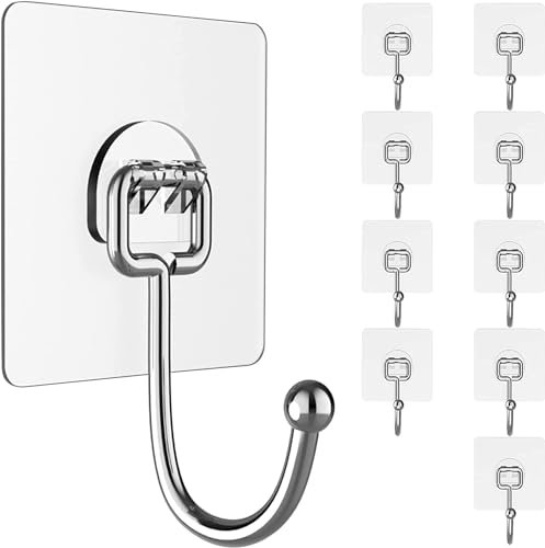 rackbone JIGSAWTOY YAW Haken Selbstklebend, 10 Stück Klebehaken Transparent Ohne Bohren (max kg) Nahtloser und Ölfest Mehrzweck Klebe, Wandhaken für Küche Bad (guagou9861)