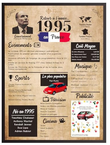 Finoly Retour en 1995 | Affiche Anniversaire 30 Ans | Cadeau pour Femme et Homme | Poster Vintage | Idée Carte