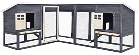 Coavain Kaninchenstall Grau und Weiß 250x192x105 cm Kleintiergehege Einfacher Zusammenbau Vielseitig Einsetzbar Kleintierstall Meerschweinchen Sich Frei Bewegen Kaninchenhaus Witterungsbeständig