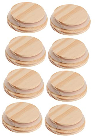 ABOOFAN 8stücke Glasbehälter Mit Holzdeckel Deckel Für Glasflaschen Abdeckung Für Gläser Und Tassen Praktisches Küchenzubehör Aus Hochwertigem Material